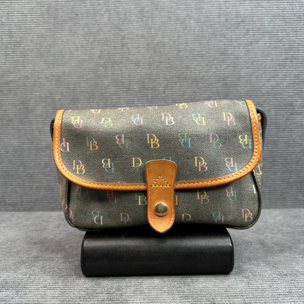 Dooney & Bourke Rainbow Monogram Crossbody Bag Grey Coated Canvas Leather Trim